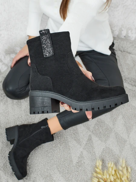 Dámské kotníkové boty eko semišové na sloupku Maelis