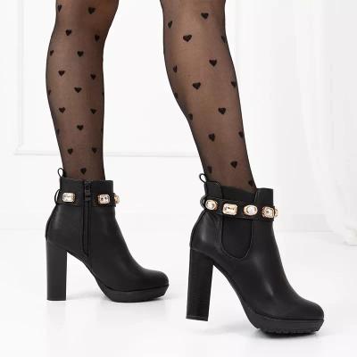 OUTLET Чорні жіночі ботильйони з кристалами Pricile - Взуття