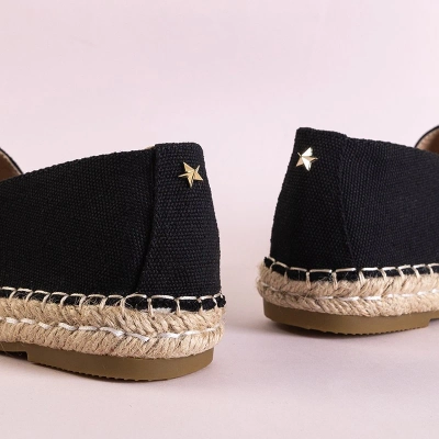 OUTLET Černé dámské espadrilky s hvězdami Fraus - obuv
