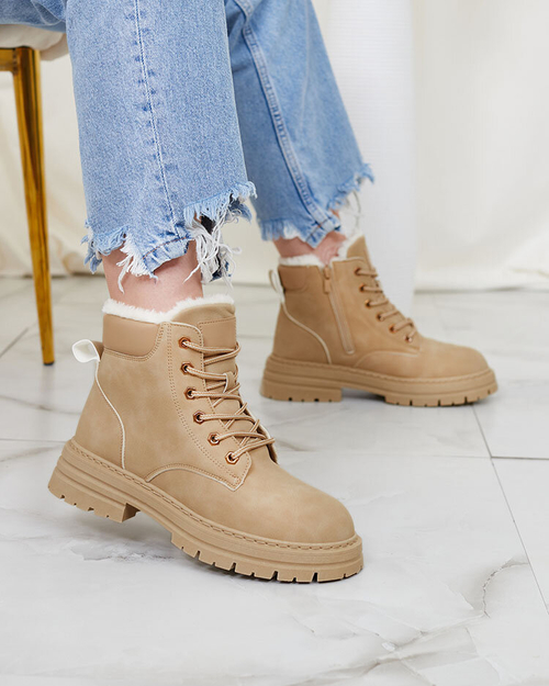 Royalfashion Бежеві жіночі утеплені черевики-трапери Radoras