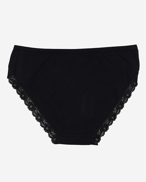Жіночі бавовняні трусики чорного кольору з мереживом - Нижня білизна