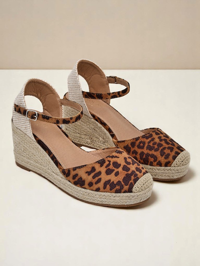 Aurelia Leopard Klínové boty Royalfashion dámské eko kůže camel