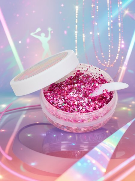 Třpytivý gel na obličej pro dekoraci v růžové barvě