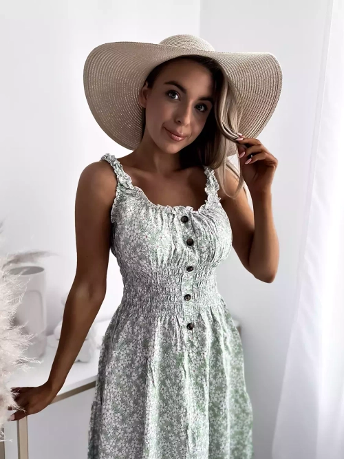 Квіткова м'ята жіноча сукня до коліна Одяг