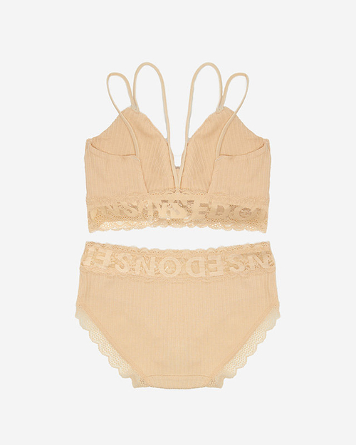 Бежевий жіночий комплект білизни з мереживом - Нижня білизна