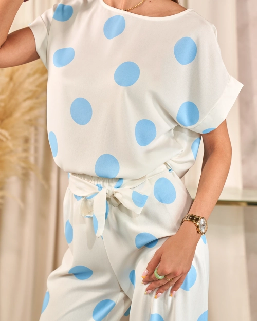 Royalfashion Синьо-білий жіночий комплект в горох