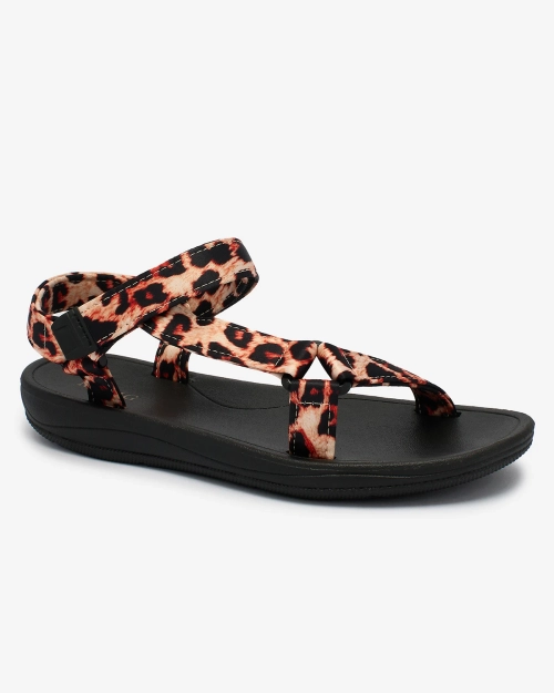 Жіночі босоніжки Royalfashion Бежеві з леопардовим візерунком Leonno