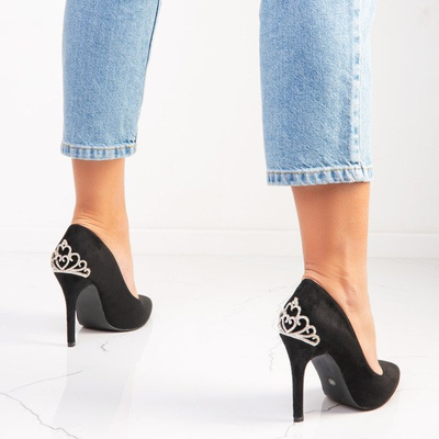 Černé vysoké podpatky s dekorací Devya - Obuv