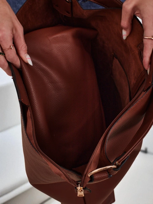 Aurelia Grande Camel - Велика сумка A4 з екошкіри, ремінець, замок, стильний shopper