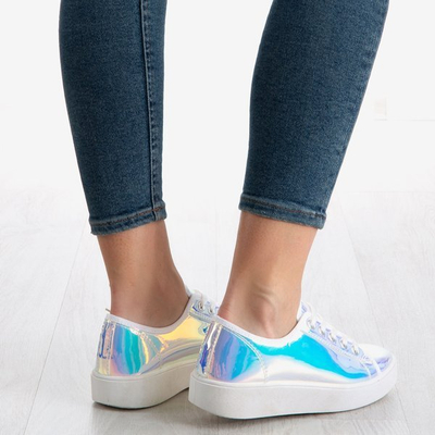 Bílé holografické tenisky na platformě Insane - Obuv 1