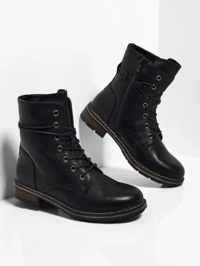 Еко шкіряні шнуровані жіночі ботфорти Ravonna