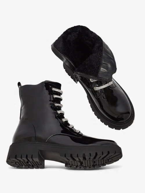 Лаковані шнуровані жіночі ботільйони Velmini