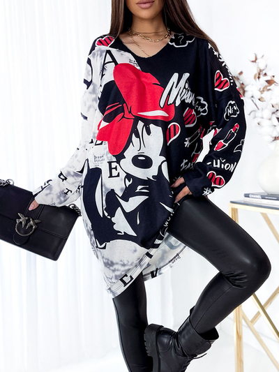 Royalfashion Černobílé dámské midi šaty s potiskem