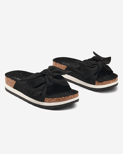 Dámské pantofle s mašlí v černé barvě Lunali- Footwear