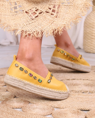 Žluté dámské espadrilky s krystaly Ziennie - Obuv