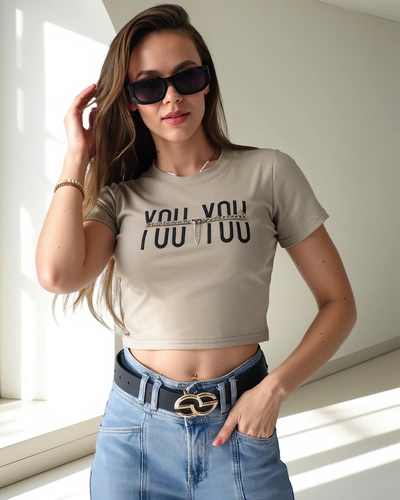 Royalfashion Dámské bavlněné crop top s nápisem