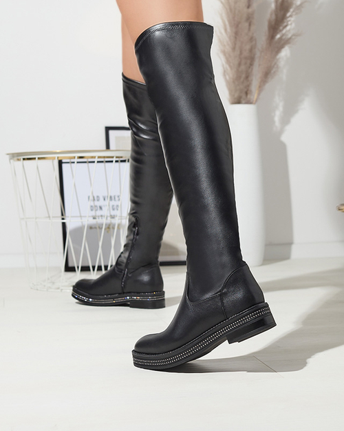 Жіночі ботильйони на плоскій підошві чорного кольору Sereii-Footwear