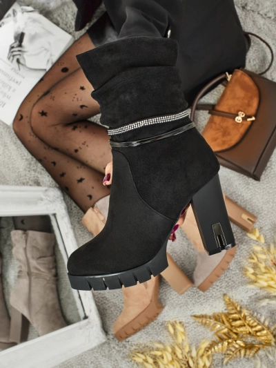 Ботильйони жіночі еко замшеві на підборах-стовпчику BrambleDusk