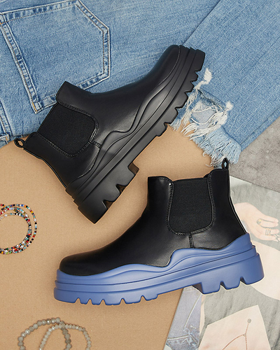 Чоботи жіночі чорні на фіолетовій підошві Beja - Взуття