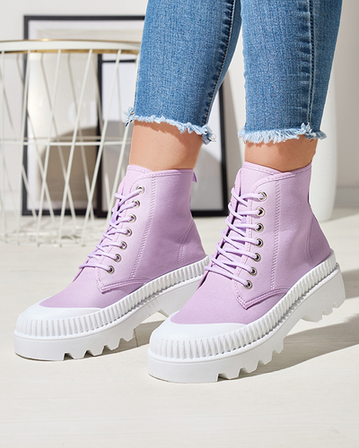 Fialové dámské vysoké sportovní boty a'la sneakers Serewa - Obuv