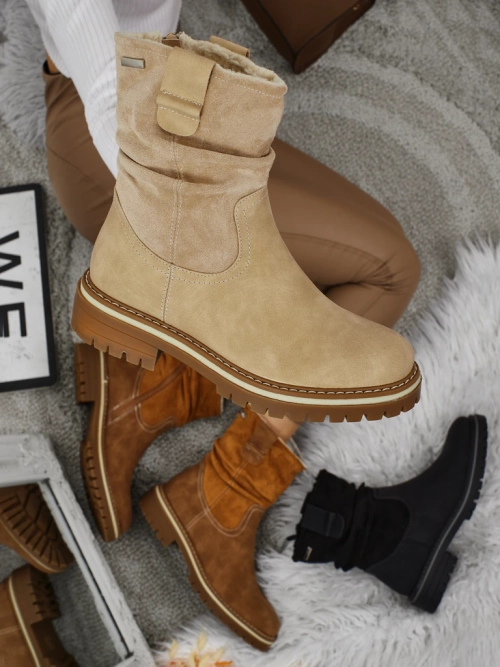 Wyższe botki damskie eko zamszowe Liora