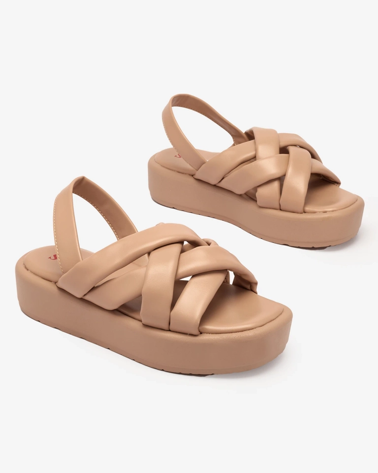 OUTLET Royalfashion Dámské sandály z ekokůže na platformě v barvě camel Iwenika