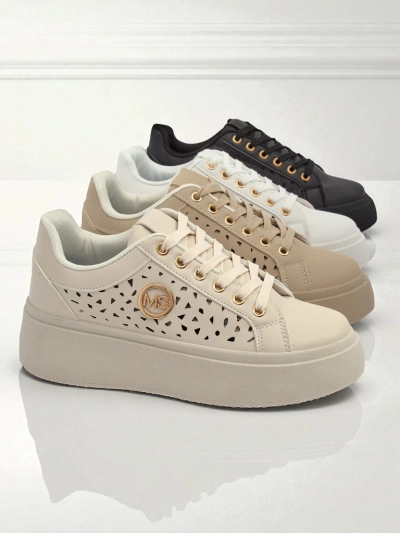 Жіночі Снікерси Ecru на платформі Boreas Royalfashion екошкіра