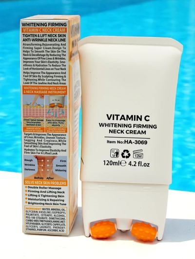 Zpevňující a rozjasňující krém na krk s masážním aplikátorem