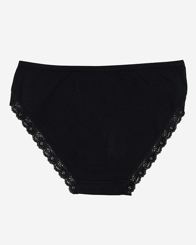 Dámské černé bavlněné kalhotky s krajkou - Spodní prádlo