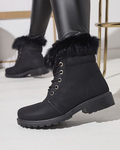 Klasické dámské kozačky a'la trapper v černé barvě Lausa- Footwear