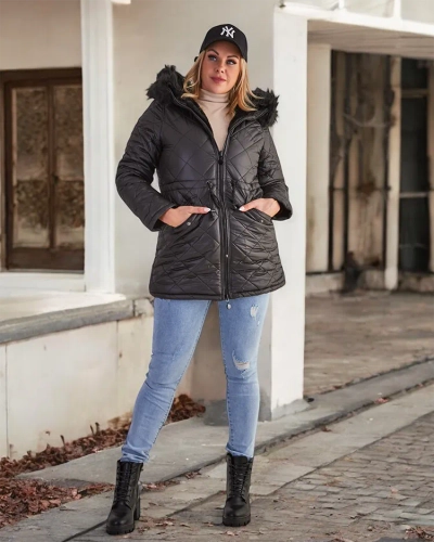 Royalfashion Dámská prošívaná bunda v černé barvě