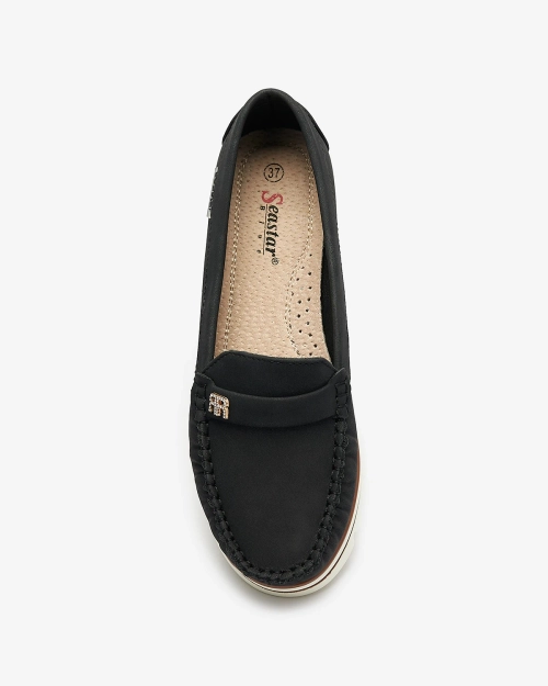 Чорні жіночі мокасини з глітером та цирконами Retiga - Взуття