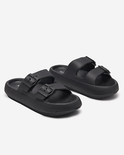 Dámské černé pantofle s přezkami Eckos - Obuv