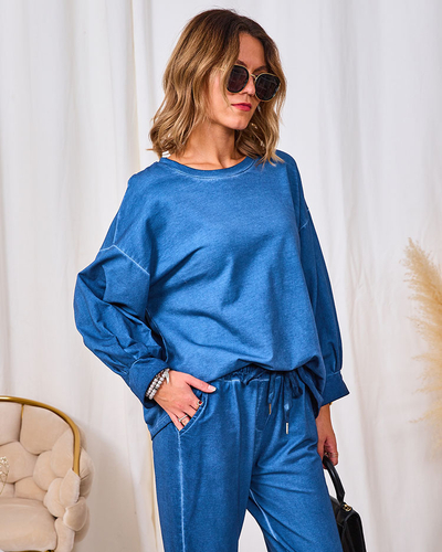 Royalfashion Ležérní modrá dámská mikinová souprava