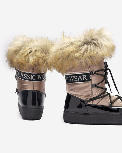 Жіночі лаковані снігоступи золотисто-рожевого кольору Fursav- Footwear