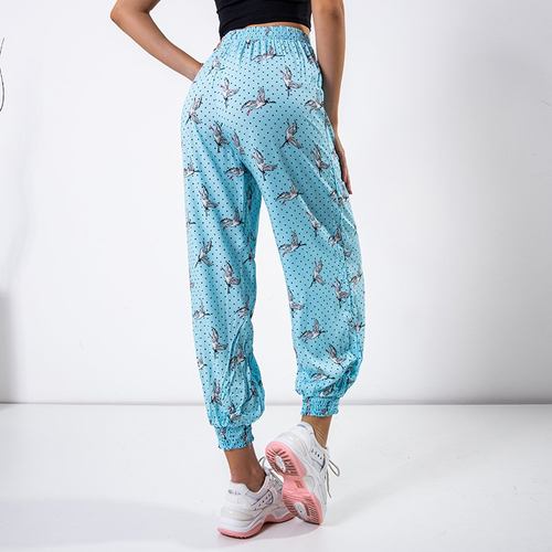 Блакитні жіночі штани з принтом