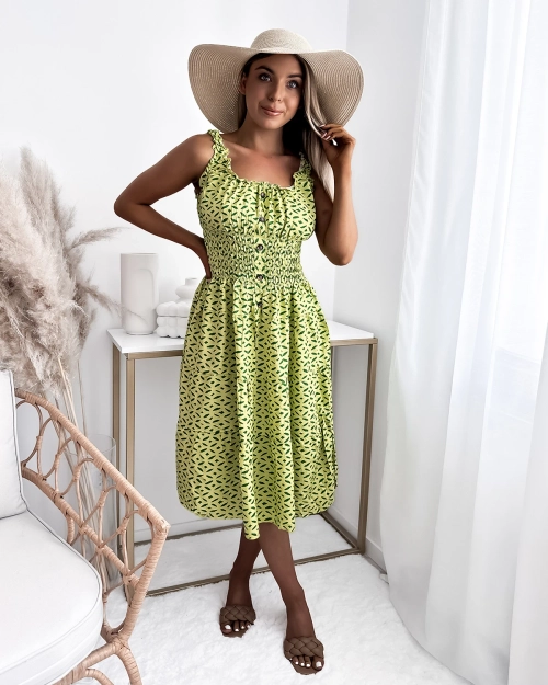 Жіноча сукня до коліна з принтом зеленого кольору - Одяг