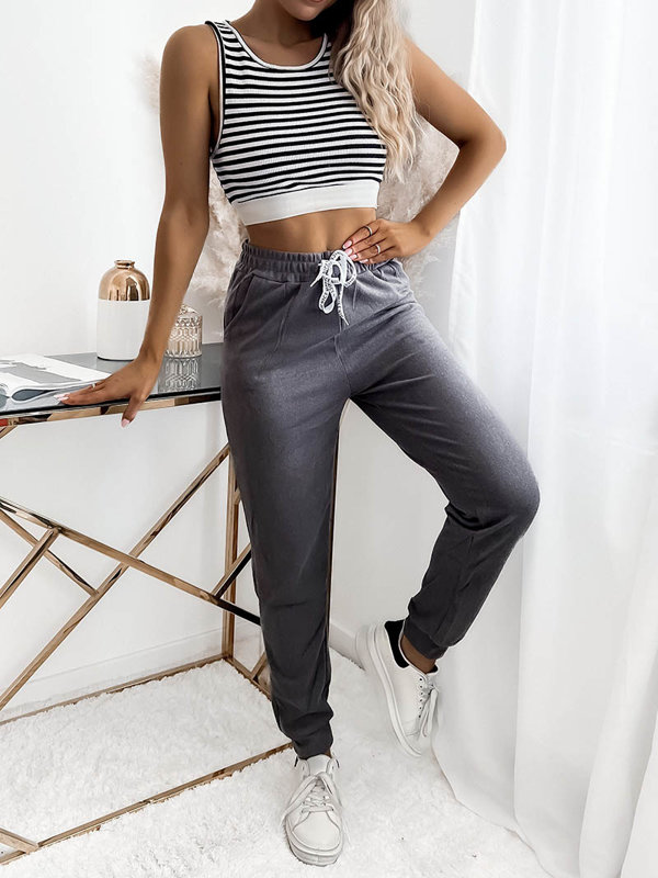 Dámské šedé tepláky PLUS SIZE- Oblečení