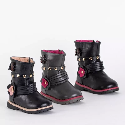OUTLET Dětské tmavě modré kozačky s eko kůží Kisso- Footwear