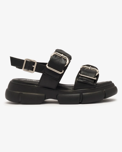 Чорні жіночі босоніжки на потовщеній підошві з пряжками Seomm- Footwear