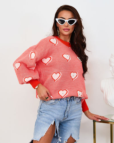 Royalfashion Dámský oranžový svetr Heart