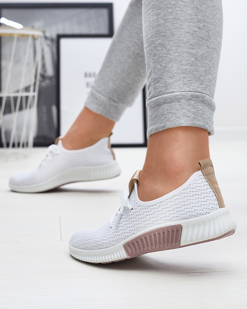 Білі жіночі спортивні туфлі з коричневими вставками Kedeti - Взуття