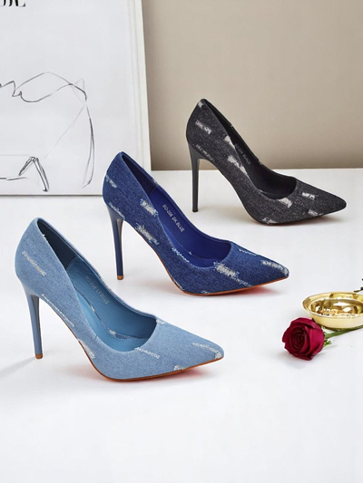 Royalfashion Dámské lodičky na vysokém podpatku Denim Chic
