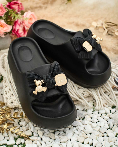 Royalfashion Dámské gumové žabky s ozdobnou mašlí Afeen