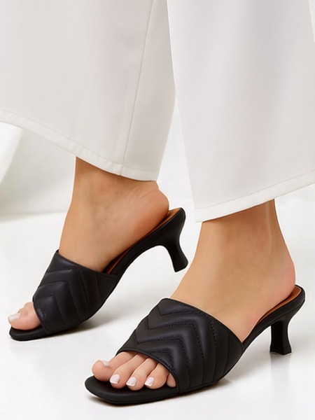 Dámské sandály Callista Nero na jehlovém podpatku 5 cm, léto, ekologická kůže