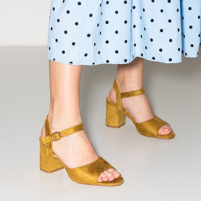 Zelené a žluté sandály na sloupku Elga - Obuv