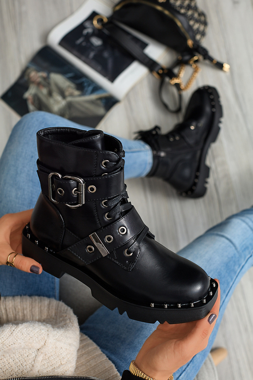 Чоботи жіночі чорні утеплені з орнаментом Erita - Взуття