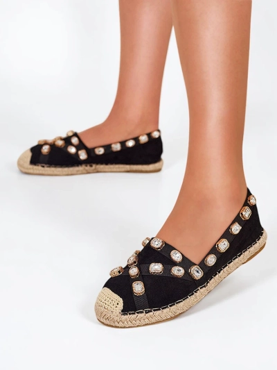 Černé dámské espadrilky s krystaly Wamba - obuv
