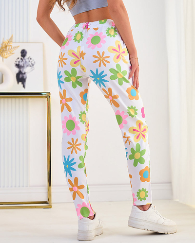 Royalfashion Dámské kalhoty z květované látky