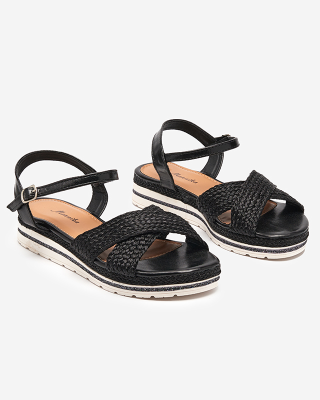 Černé dámské sandály s copánkem a třpytem Metifa - Obuv